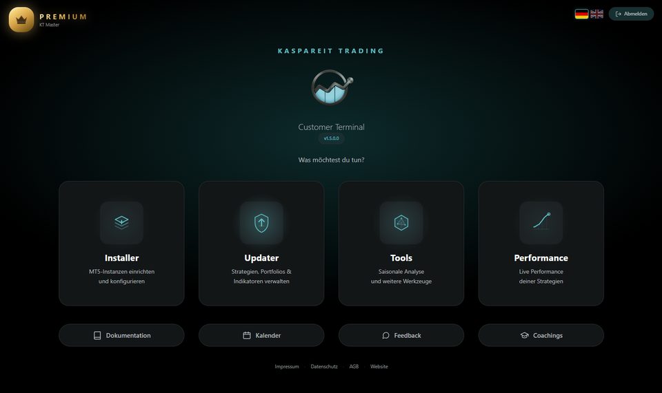 Start screen of the Customer Terminal