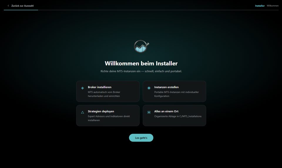Welcome screen of the installer