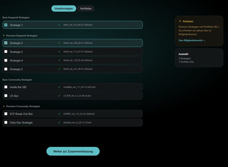 Selecting single strategies in the installer
