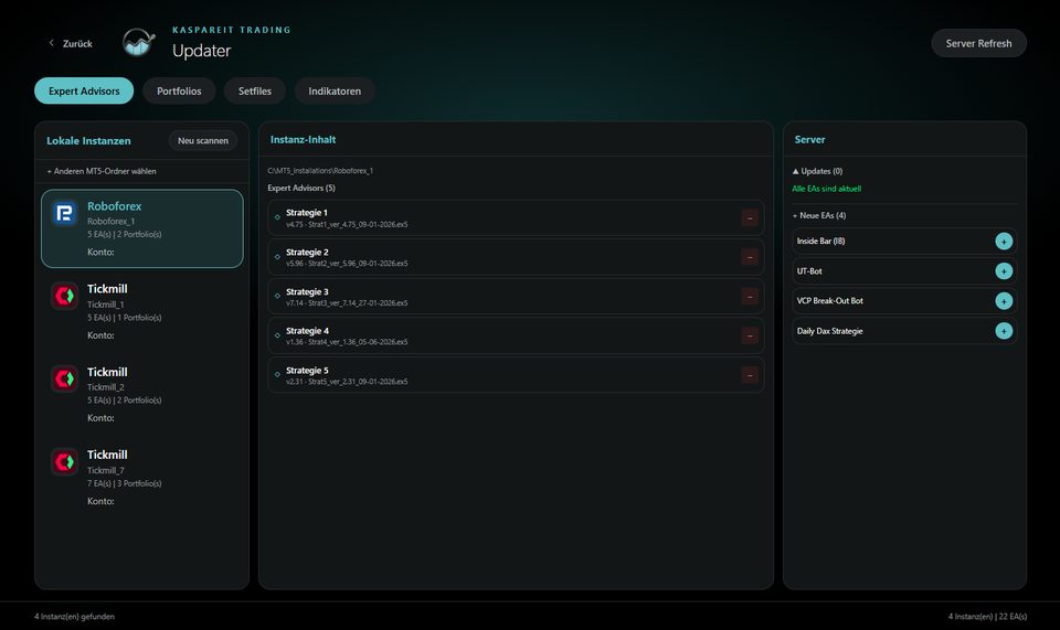 Updater with local instances and installed bots
