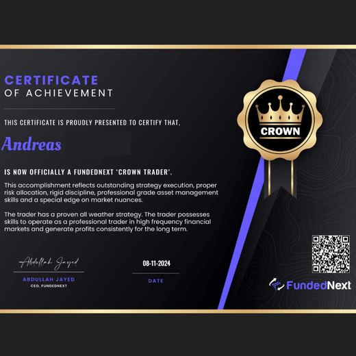 Certificate from another prop firm